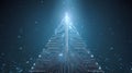 A digital circuit pattern forms a triangular shape, reminiscent of a Christmas tree, Royalty Free Stock Photo