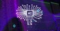 Digital circuit tree and binary code over computer programming image Royalty Free Stock Photo