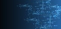 Digital circuit visualization vector background. Blue board pattern with interconnected lines, nodes, and binary code Royalty Free Stock Photo