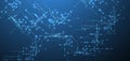 Digital circuit visualization vector background. Blue board pattern with interconnected lines, nodes, and binary code Royalty Free Stock Photo