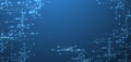 Digital circuit visualization vector background. Blue board pattern with interconnected lines, nodes, and binary code Royalty Free Stock Photo