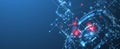 Digital circuit visualization vector background. Blue board pattern with interconnected lines, nodes, and binary code Royalty Free Stock Photo