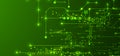 Digital circuit visualization vector background. Green board pattern with interconnected lines, nodes, and binary code Royalty Free Stock Photo