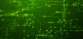 Digital circuit visualization vector background. Green board pattern with interconnected lines, nodes, and binary code Royalty Free Stock Photo