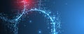 Digital circuit visualization vector background. Neon glowing board pattern with interconnected lines, nodes, and binary code Royalty Free Stock Photo