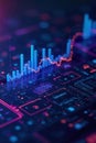 Digital circuitry dynamics unveiling futuristic financial growth and market analysis through advanced data visualization Royalty Free Stock Photo