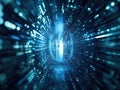Digital Circular Background with Glowing Elements