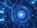 Digital Circular Background with Glowing Elements