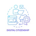 Digital citizenship blue gradient concept icon