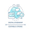 Digital citizenship turquoise concept icon