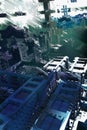 Digital city metaverse blockchain fractal 3d animation