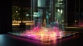 Glowing Digital Cityscape HUD - Futuristic Abstract Technology Concept Royalty Free Stock Photo