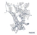 Digital city. Plan of the city Helsinki in the form of an electronic scheme. Stylized linear drawing