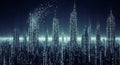 Digital Cityscape Background Data Streams Binary Code Skyscrapers Royalty Free Stock Photo