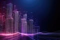 Digital cityscape with data connections and glowing lines Royalty Free Stock Photo