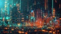 Digital Cityscape, Lines, Data, and Urban Futurism Royalty Free Stock Photo