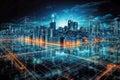 Digital cityscape with mesmerizing energy flows. Generative AI Royalty Free Stock Photo