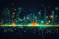 Digital cityscape showcasing vibrant data visualization and futuristic te Royalty Free Stock Photo