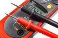 Digital clamp multimeter with probes on a white background Royalty Free Stock Photo