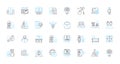 Digital classes linear icons set. Online learning, E-learning, Webinar, Virtual classes, Distance learning, Online