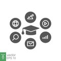 Digital classroom glyph icon. Educational resources for online learning course Royalty Free Stock Photo