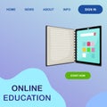 Digital Classroom Online Education kindergarten backto school concept. learning on phone, mobile website background. decor by