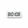 Digital clock with black segmented digits displaying \