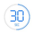 Digital clock countdown time vector timer stopwatch round second timer. Royalty Free Stock Photo