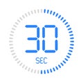 Digital clock countdown time vector timer stopwatch round second timer.