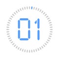 Digital clock countdown time vector timer stopwatch round second timer.