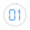Digital clock countdown time vector timer stopwatch round second timer. Royalty Free Stock Photo
