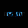 Digital clock display against a black background shows the time \