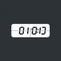 Digital clock display on a dark background shows the time 01:01:13. The numerals are Royalty Free Stock Photo