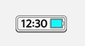 Digital Clock Displaying 12:30 with Battery Icon Royalty Free Stock Photo