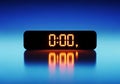 Digital clock displaying zero time with reflection time running out Royalty Free Stock Photo