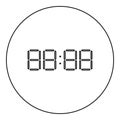 Digital clock face icon black color in round circle
