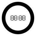 Digital clock face icon black color in round circle Royalty Free Stock Photo