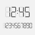 Digital clock number set. Electronic figures. Royalty Free Stock Photo