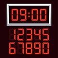 Digital clock number set. Vector illustration. Royalty Free Stock Photo