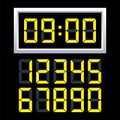 Digital clock number set. Vector illustration. Royalty Free Stock Photo