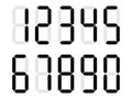 Digital clock numbers set. Electronic figures. Black digital calculator numbers. Vector illustration Royalty Free Stock Photo