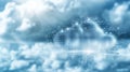 Digital cloud in a blue sky with binary code, representing cloud computing and technology integration for modern data management Royalty Free Stock Photo