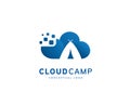 Digital cloud bootcamp logo, camp workshop server cloud logo icon template
