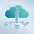 Digital Cloud with Circuit Board Roots Illustration Royalty Free Stock Photo