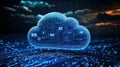 Digital cloud circuit board technology concept visualizing advanced cloud computing infrastructure with circuits Royalty Free Stock Photo