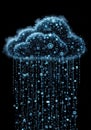 Digital cloud composed of various technology icons and symbols in blue, resembling Royalty Free Stock Photo