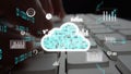 Digital Cloud Computing Concept with Data Analytics Graphics Over Keyboard Creating Modern Technology Background xenic Royalty Free Stock Photo