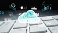 Digital Cloud Computing Concept with Data Analytics Graphs and Charts on a Keyboard for Technology and Business Royalty Free Stock Photo