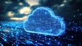 Digital Cloud Computing Concept with Data Streams and Binary Code Royalty Free Stock Photo