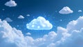 Digital cloud computing concept with glowing data streams and fluffy clouds in a blue sky Royalty Free Stock Photo